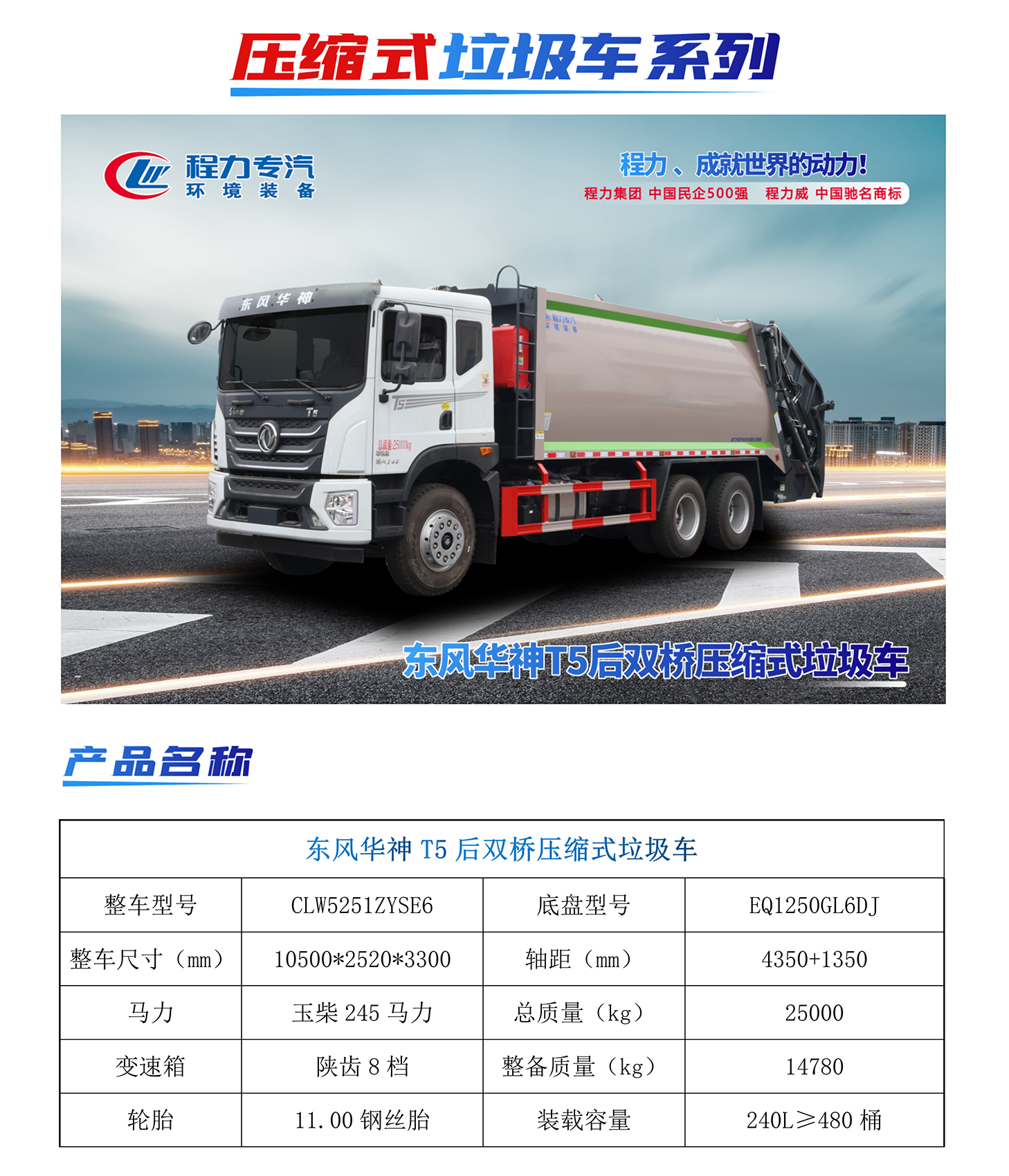 東風(fēng)華神T5后雙橋壓縮垃圾車(chē)